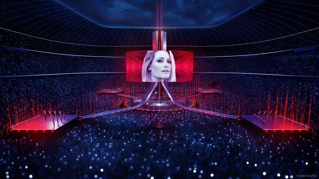 Das Bild zeigt einen Blick auf die Bühne eines Konzerts von Helene Fischer.