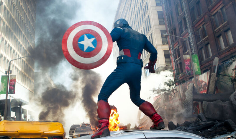 Das Bild zeigt Comicfigur Captain America aus der den US-amerikanischen Marvel-Comics