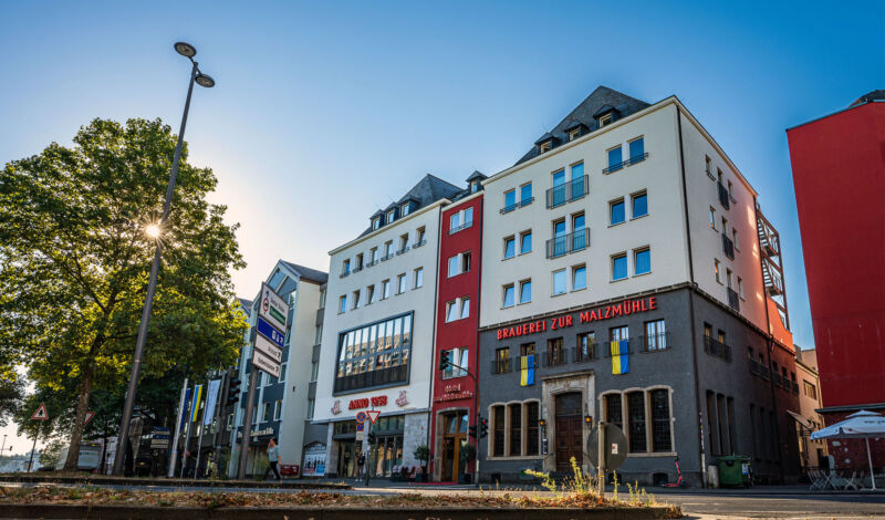 Außenansich der Brauerei zur Malzmühle in der Nähe des Heumarktes