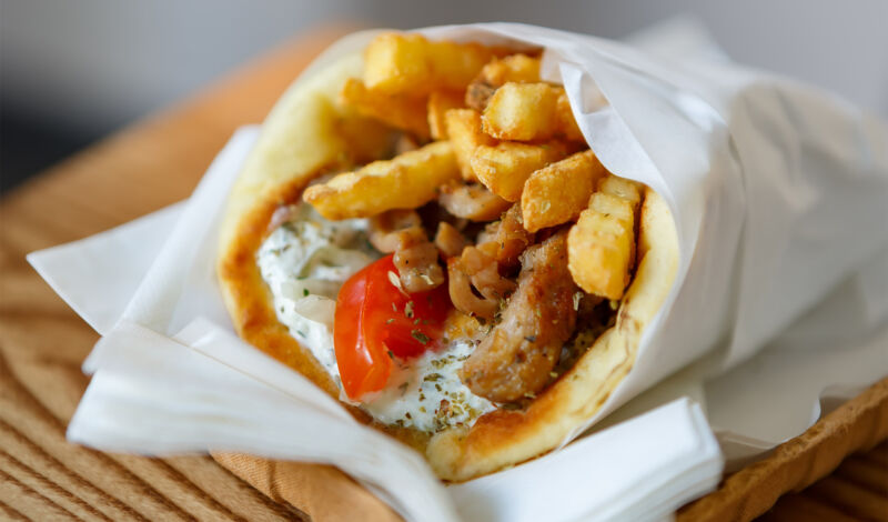 Gyros Pita, ein griechischer Imbiss