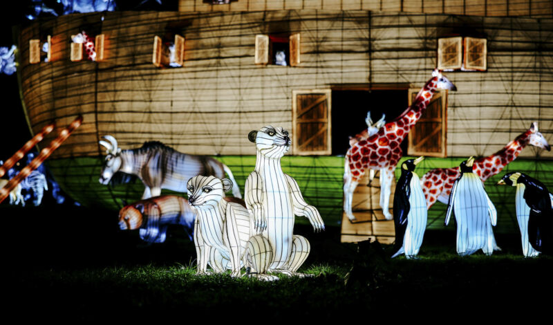 Leuchtende Figur während China Lights im Kölner Zoo