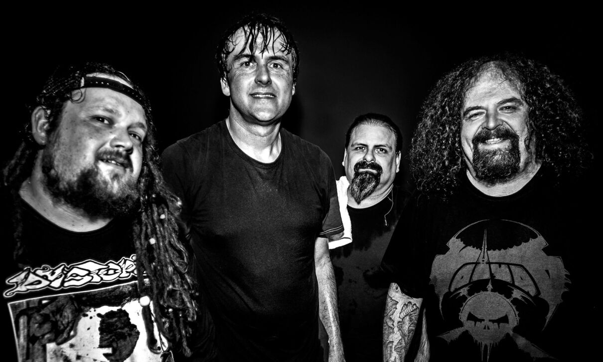 Die Mitglieder der britischen Extrem-Metalband Napalm Death.